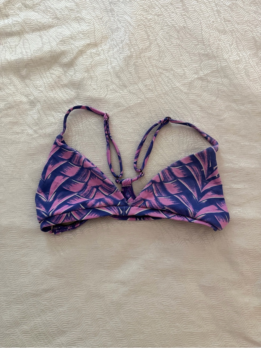 Midori Purple & Pink Tropical Print Bikini Top